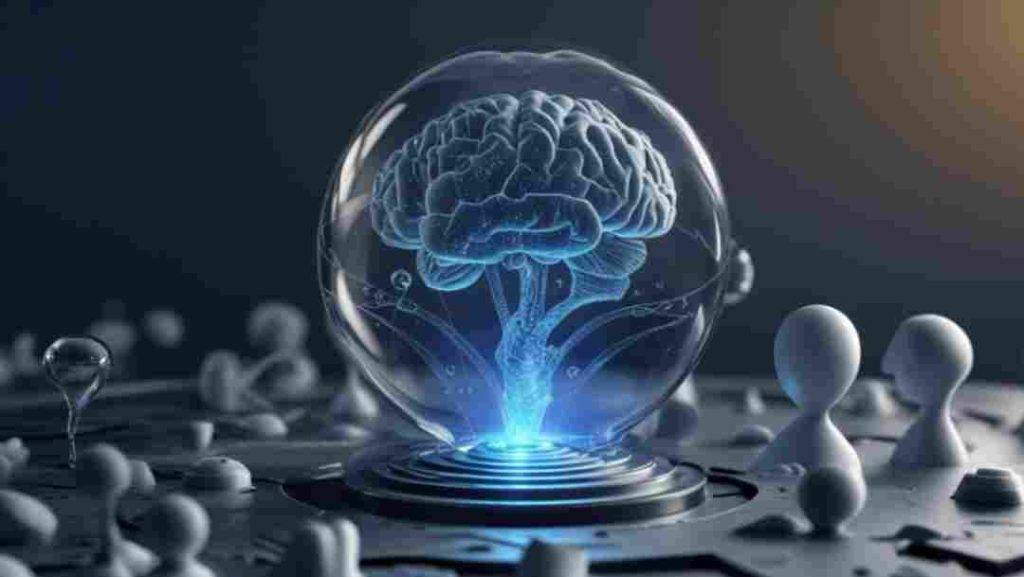 A brain in a crystal ball indicating the potential of an idea when well guided by NorthStar