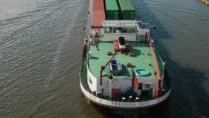 A commercial boat in transit
